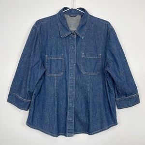 Vtg Y2K American Eagle Outfitters Denim Snap Front Shirt Top